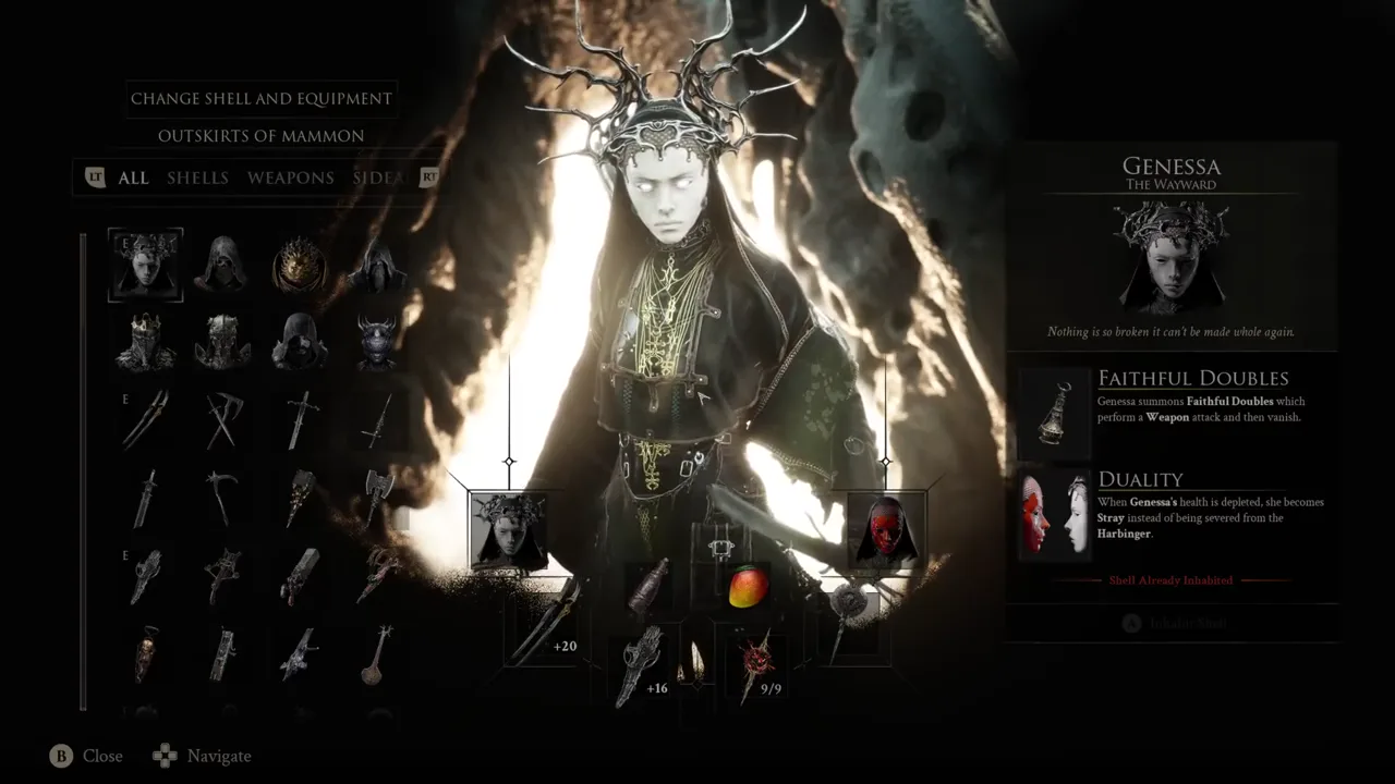 Genessa the Wayward, one of the Shells in Mortal Shell II