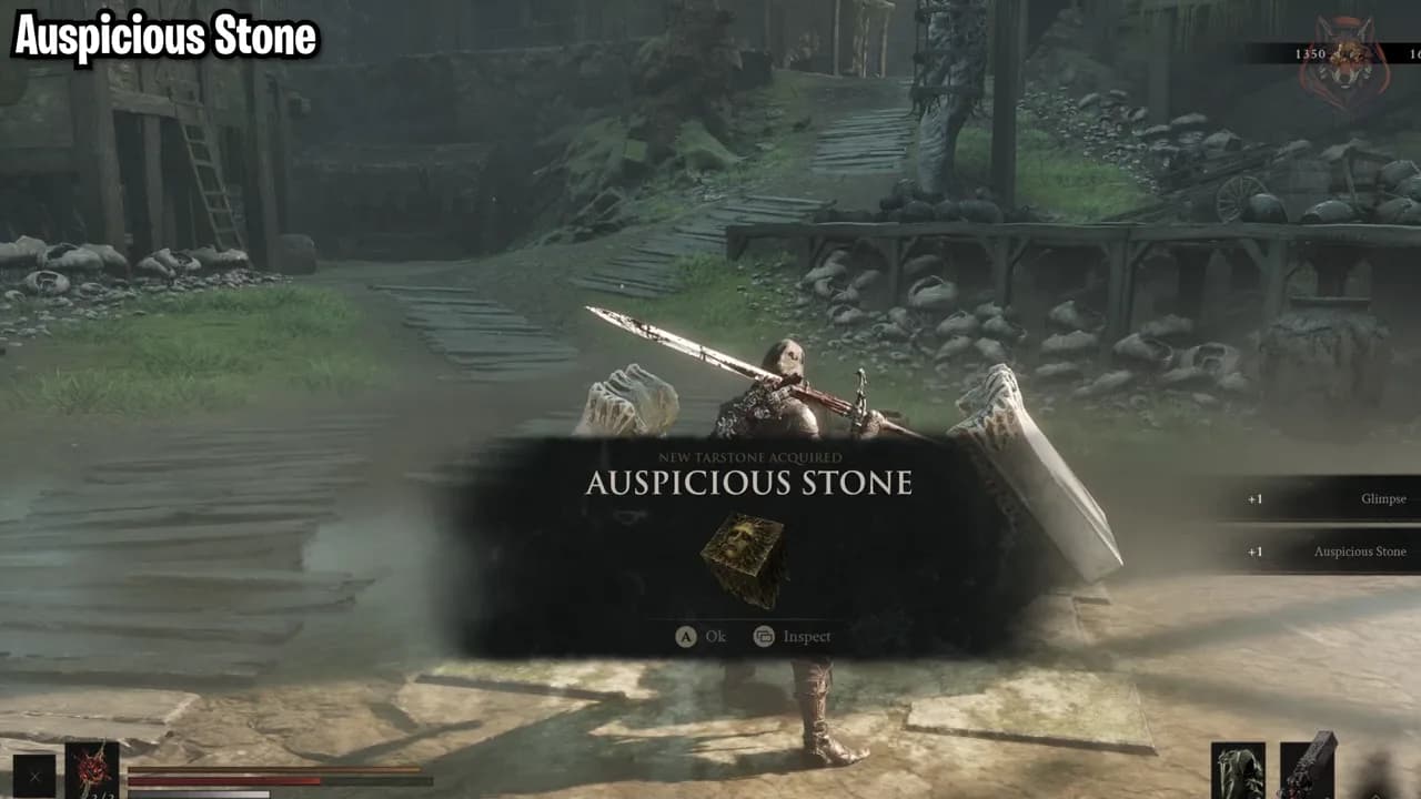 The Auspicious Stone chest opening near the Mushroom Village in Mortal Shell II